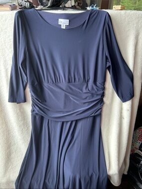 The Tog shop Women's Navy Blue Ruched Waist Jersey Dress made in USA